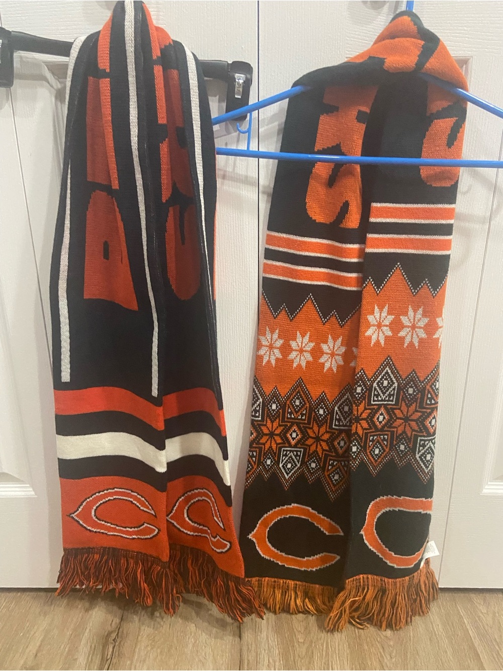 Lot of 2 Chicago Bears Forever Collectibles Orange and Black Knit Team Scarf